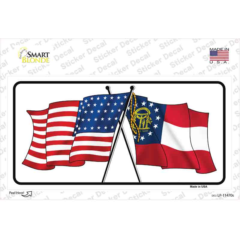Georgia Crossed US Flag Novelty Sticker Decal