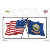 Idaho Crossed US Flag Novelty Sticker Decal