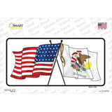 Illinois Crossed US Flag Novelty Sticker Decal