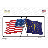 Indiana Crossed US Flag Novelty Sticker Decal