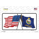 Kansas Crossed US Flag Novelty Sticker Decal