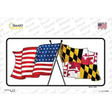Maryland Crossed US Flag Novelty Sticker Decal