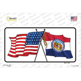 Missouri Crossed US Flag Novelty Sticker Decal