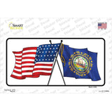 New Hampshire Crossed US Flag Novelty Sticker Decal