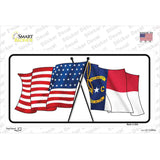 North Carolina Crossed US Flag Novelty Sticker Decal