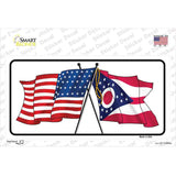 Ohio Crossed US Flag Novelty Sticker Decal