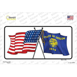 Oregon Crossed US Flag Novelty Sticker Decal