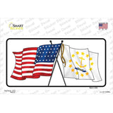Rhode Island Crossed US Flag Novelty Sticker Decal