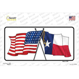 Texas Crossed US Flag Novelty Sticker Decal