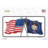 Utah Crossed US Flag Novelty Sticker Decal