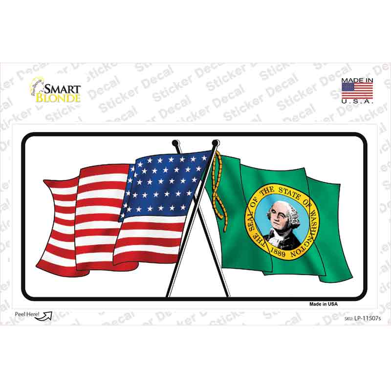 Washington Crossed US Flag Novelty Sticker Decal