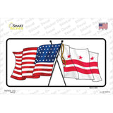Washington DC Crossed US Flag Novelty Sticker Decal
