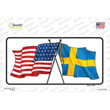 Sweden Crossed US Flag Novelty Sticker Decal