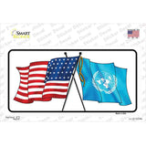 United Nation Crossed US Flag Novelty Sticker Decal