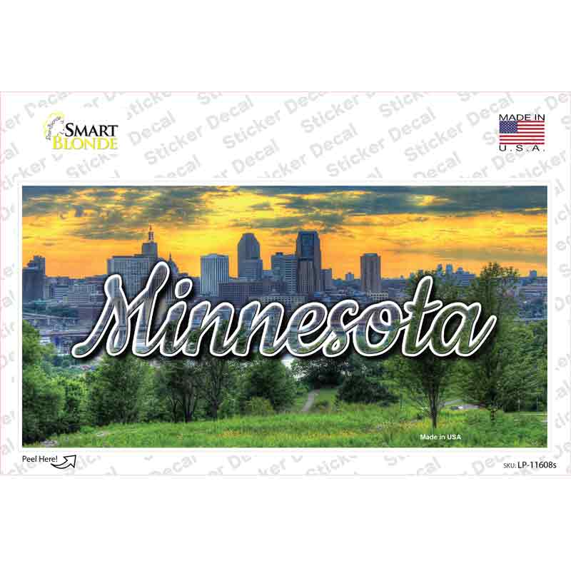 Minnesota City Skyline Sunset State Novelty Sticker Decal