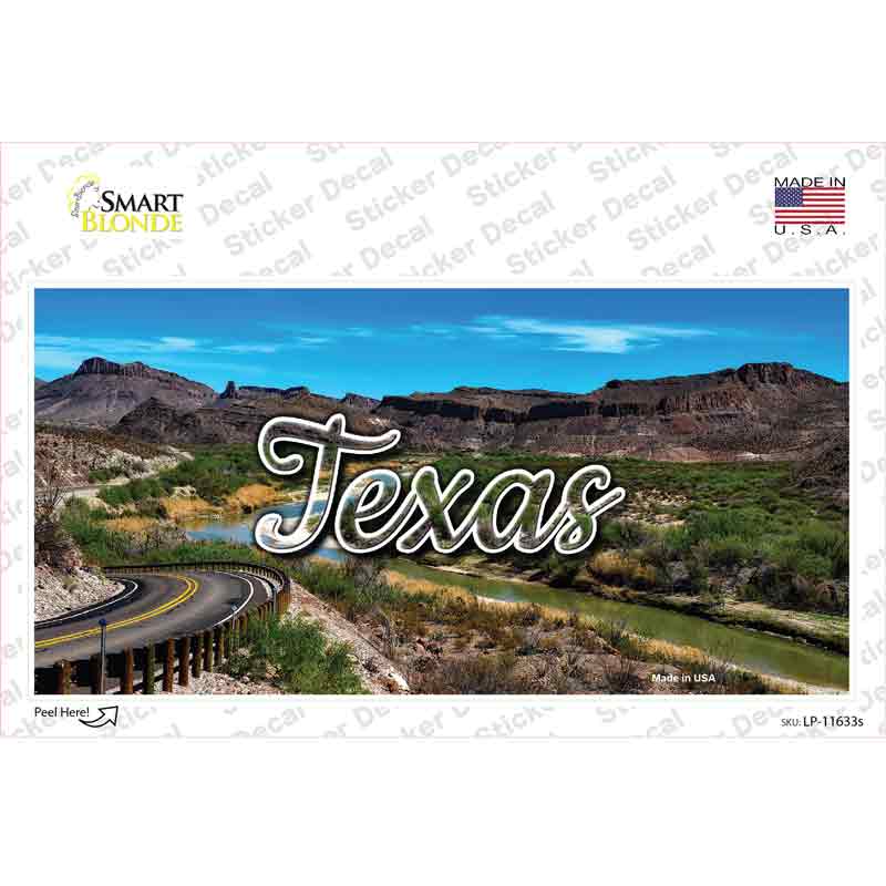 Texas Open Mountain Road State Novelty Sticker Decal