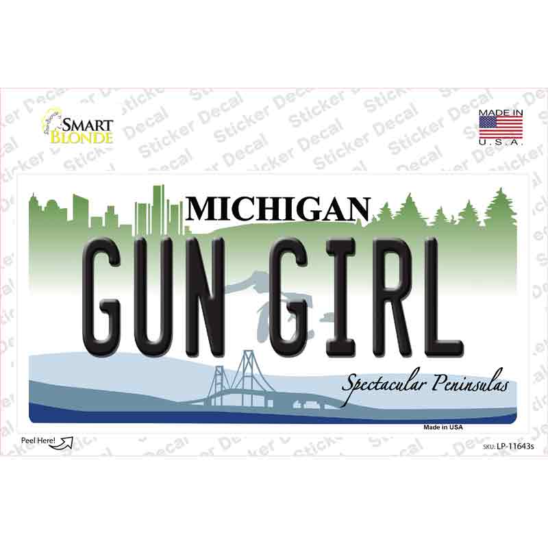 Gun Girl Michigan Novelty Sticker Decal
