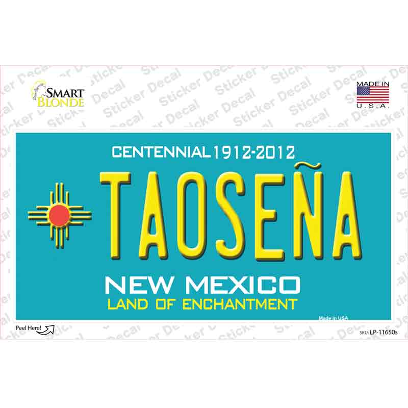 Taosena Teal New Mexico Novelty Sticker Decal