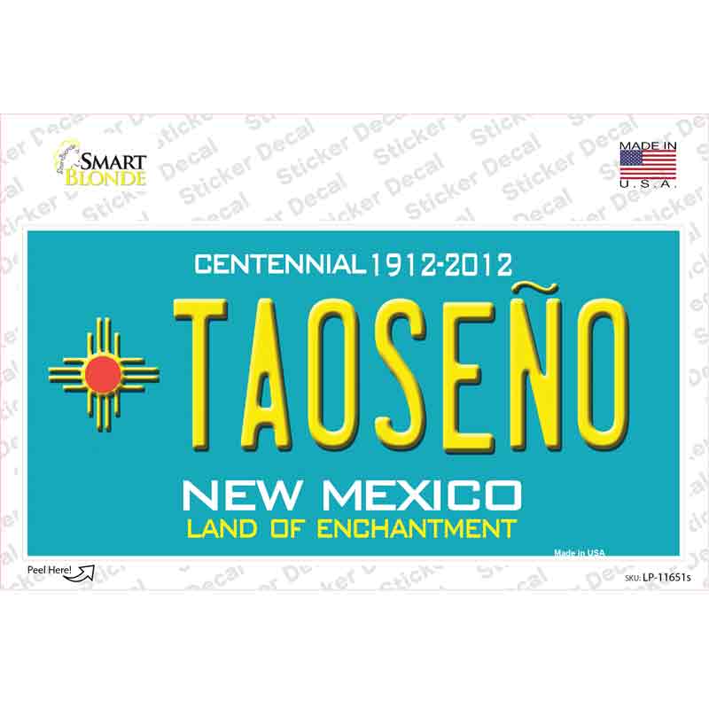 Taoseno Teal New Mexico Novelty Sticker Decal
