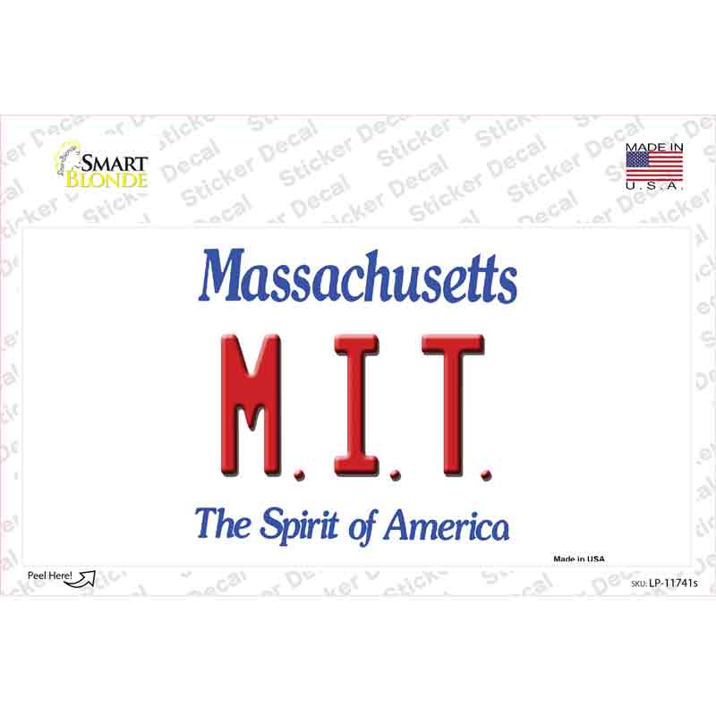 MIT Massachusetts State Novelty Sticker Decal