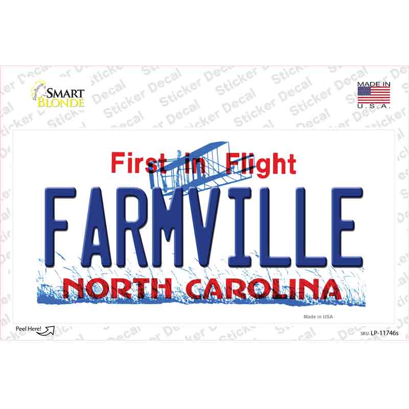 Farmville North Carolina State Novelty Sticker Decal
