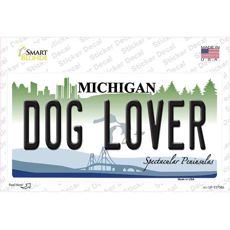 Michigan Dog Lover Novelty Sticker Decal