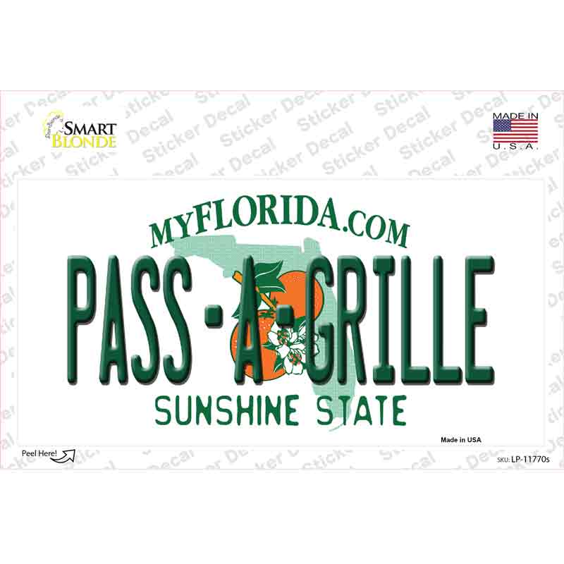 Pass A Grille Florida Novelty Sticker Decal
