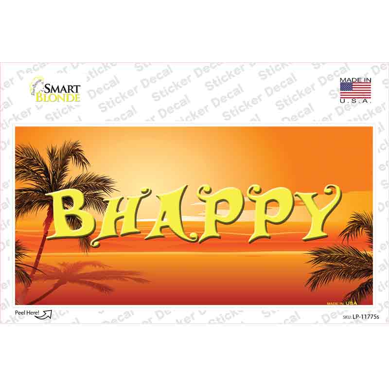 Be Happy Beach Scene Novelty Sticker Decal