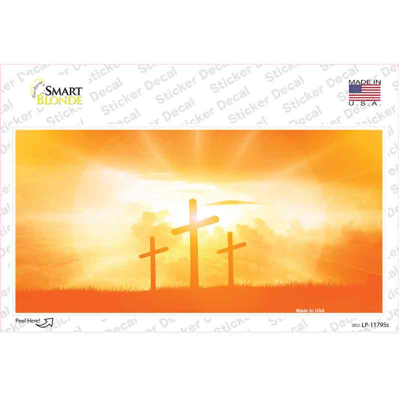 Crosses in the Sun Orange Novelty Sticker Decal