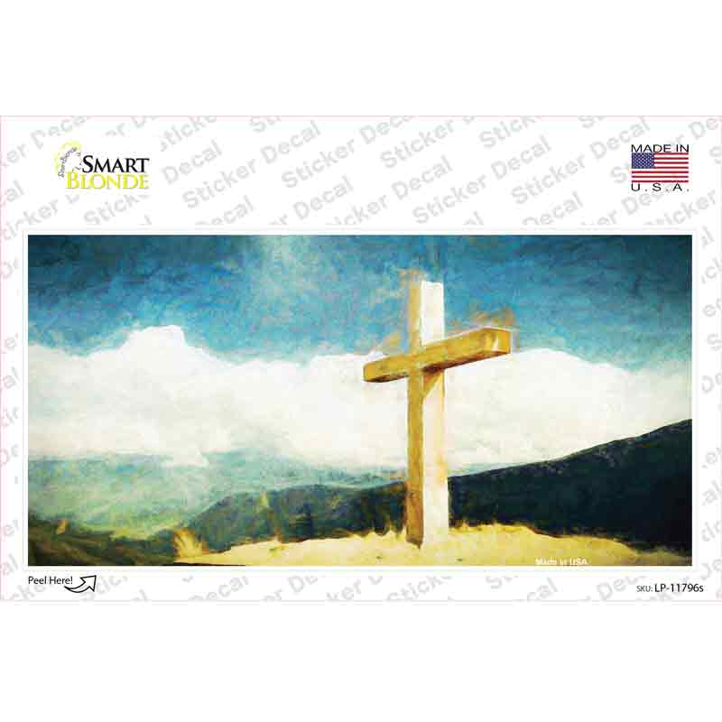 Lone Cross in the Sky Novelty Sticker Decal