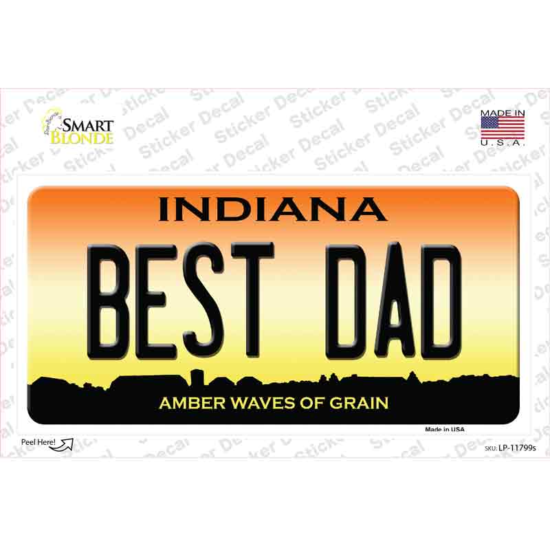 Best Dad Indiana Novelty Sticker Decal