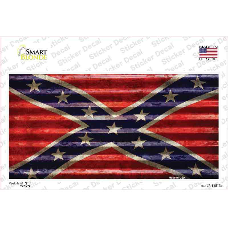 Corrugated Effect Confederate Flag Novelty Sticker Decal