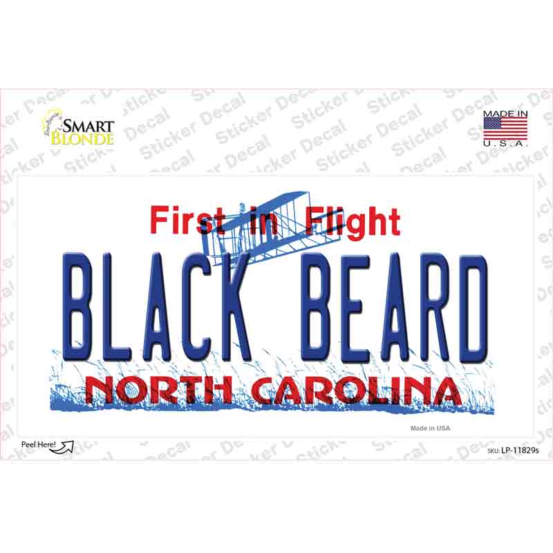 Black Beard North Carolina Novelty Sticker Decal
