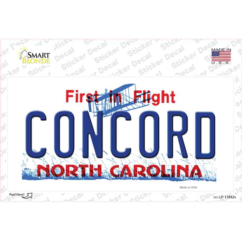 Concord North Carolina Novelty Sticker Decal