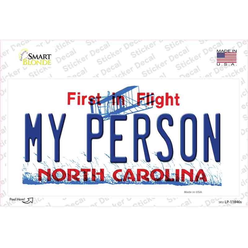 My Person North Carolina Novelty Sticker Decal