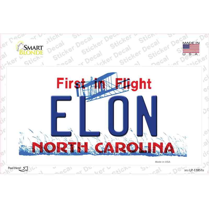 Elon North Carolina Novelty Sticker Decal