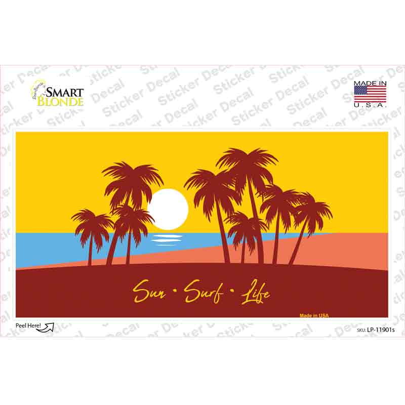 Sun Surf Life Novelty Sticker Decal