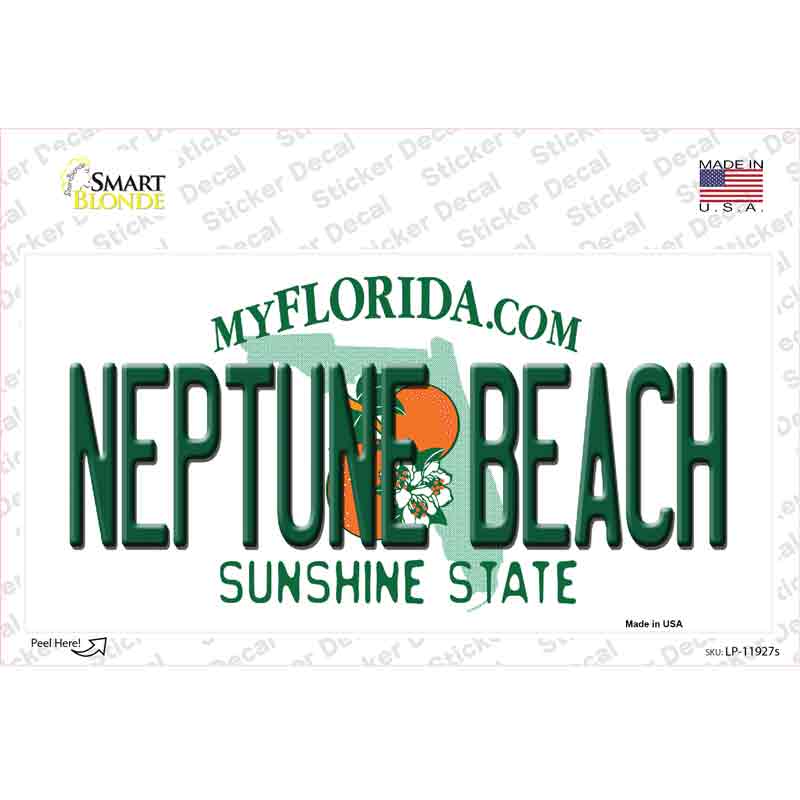 Florida Neptune Beach Novelty Sticker Decal