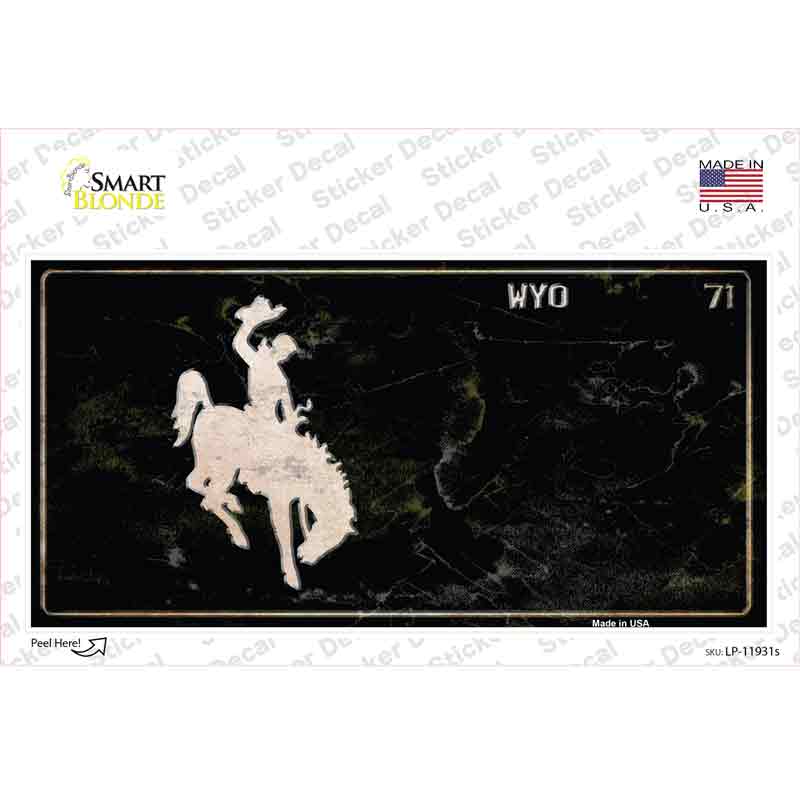 Wyoming Black Rusty Novelty Sticker Decal