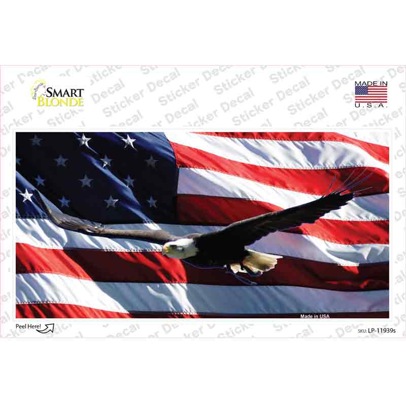 Soaring Eagle Flag Novelty Sticker Decal