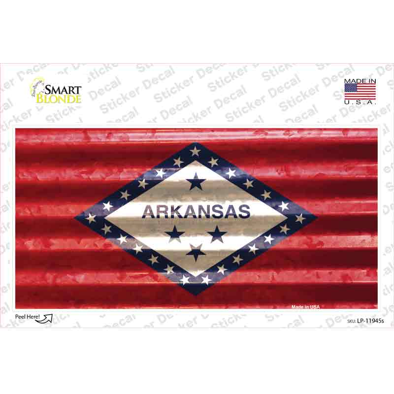 Arkansas Corrugated Flag Novelty Sticker Decal