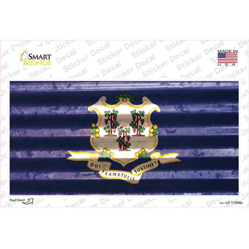 Connecticut Corrugated Flag Novelty Sticker Decal