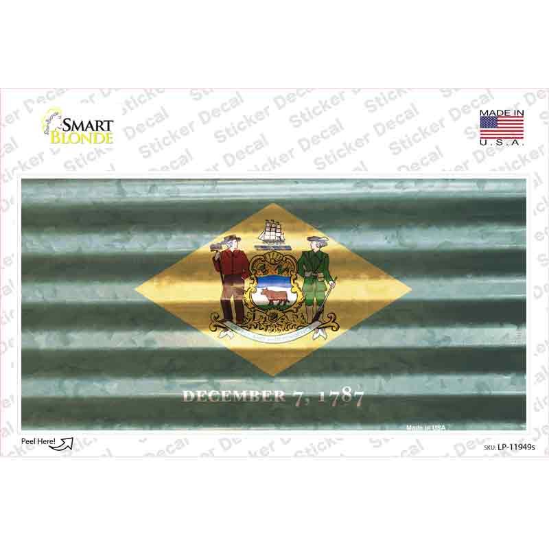 Delaware Corrugated Flag Novelty Sticker Decal