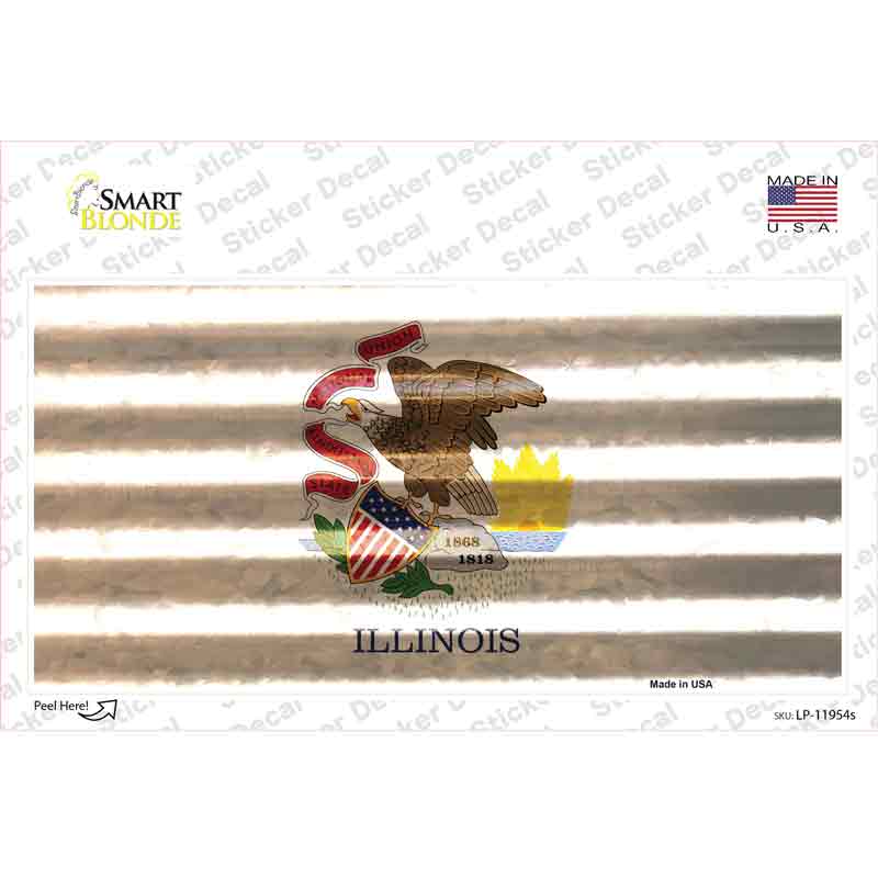 Illinois Corrugated Flag Novelty Sticker Decal