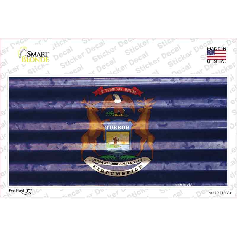 Michigan Corrugated Flag Novelty Sticker Decal
