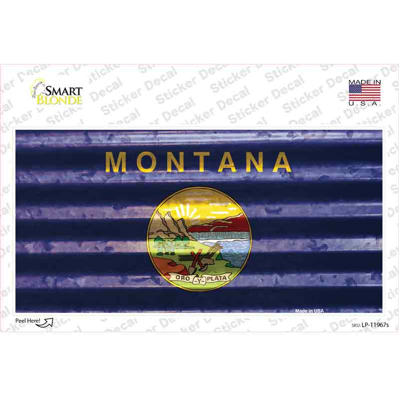 Montana Corrugated Flag Novelty Sticker Decal