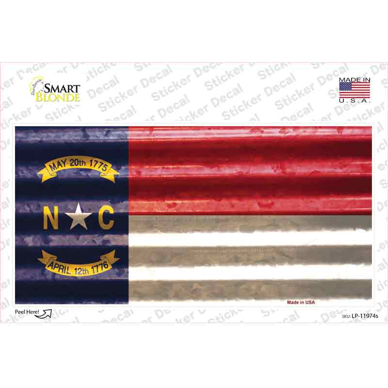 North Carolina Corrugated Flag Novelty Sticker Decal