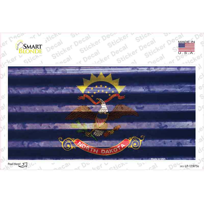 North Dakota Corrugated Flag Novelty Sticker Decal