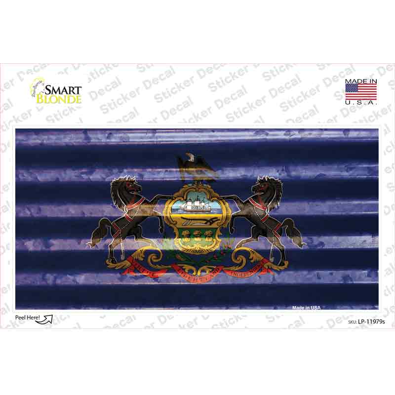Pennsylvania Corrugated Flag Novelty Sticker Decal