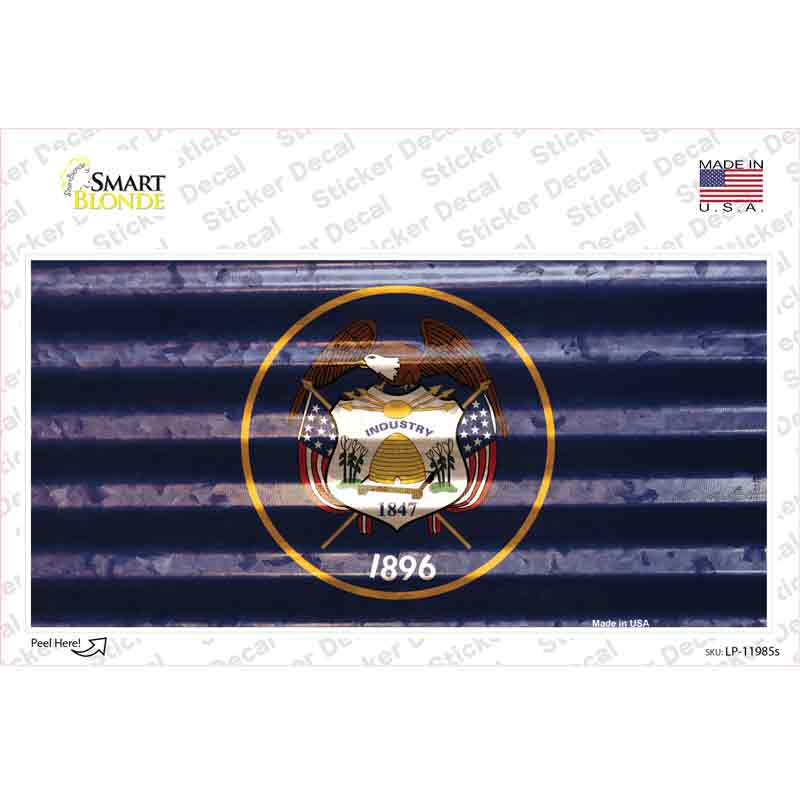 Utah Corrugated Flag Novelty Sticker Decal